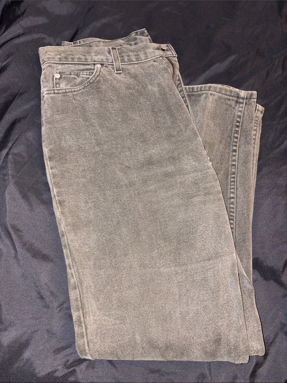 Faded Glory Straight-Leg Jeans in Faded Gray-Green